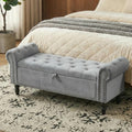 Clevich Banc de Rangement 133cm, Velours Coffre Bout de Lit 133 x 46 x 53 cm, Style Luxueux, avec Réversible Couvercle, avec Pieds en Bois