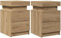 vidaXL Tables de Chevet avec LED 2 pcs chêne Artisanal Bois ingénierie, Meuble de Chevet, Table d'appoint, Armoire de lit, Armoire de Chevet