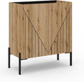 xonox.Home Commode Neo 80 x 91 x 40 cm dans Le Corps et l'avant Imitation chêne Evoke et Accents Noirs, Meuble Bas Buffet, Basic & Naturel