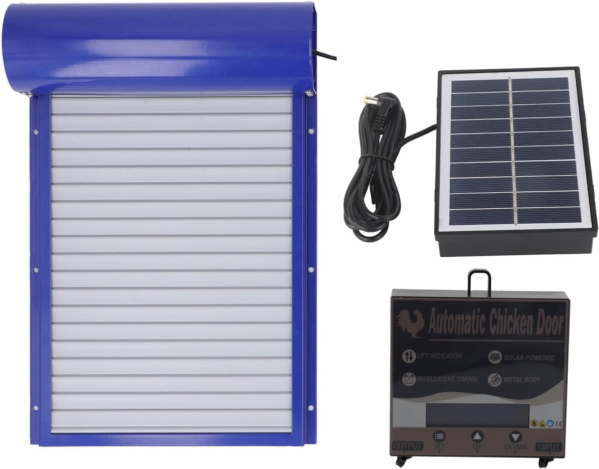 GLOGLOW Ouvre-Porte Automatique de Poulailler, Poulaillers et Cages, avec Minuterie Programmable et Affichage LED, Tôle de Fer pour Poulet, Canard