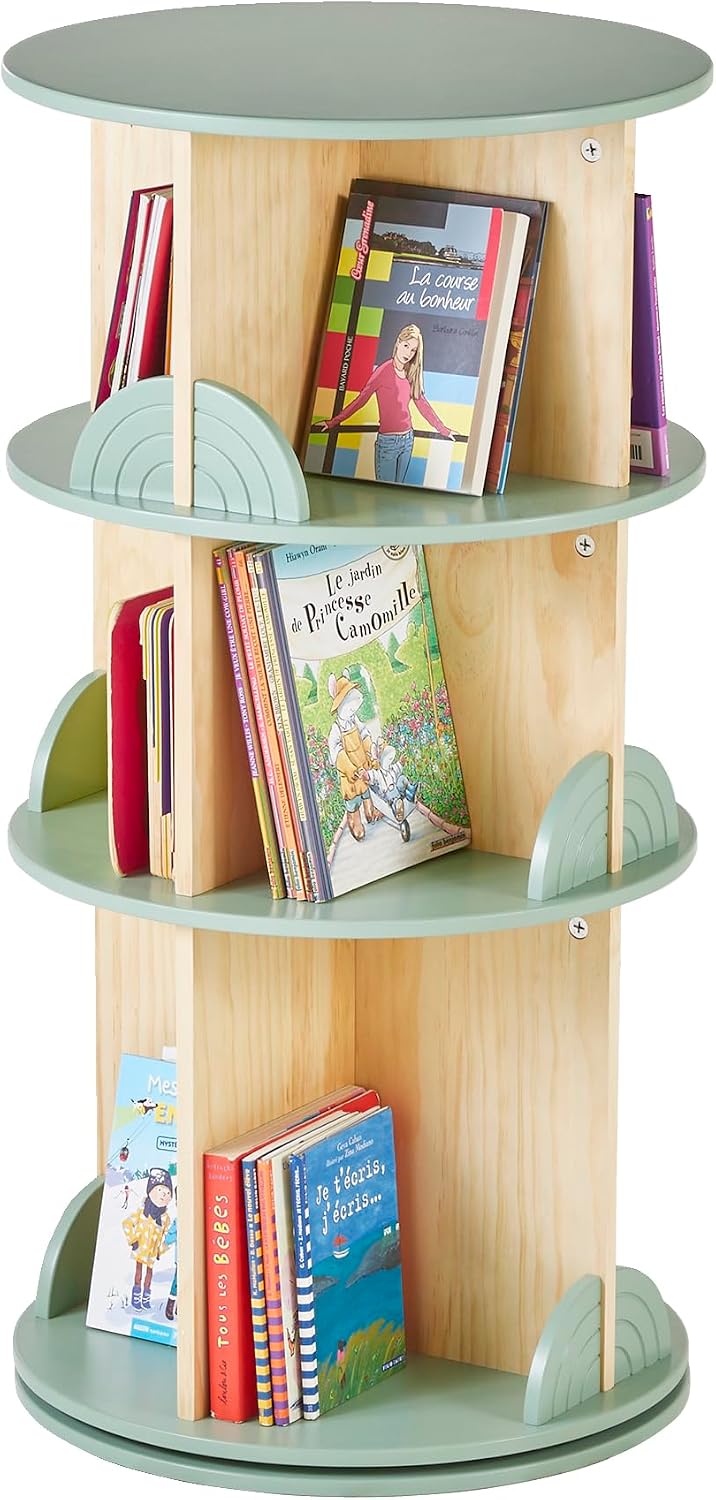VERTBAUDET Bibliothèque tournante Ligne Arc-en-Ciel Vert Sauge TU