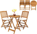 KOMFOTTEU Salon de Jardin en Bois d'acacia pour 2 Personnes, Ensemble de Meubles de Jardin, 1 Table & 2 Chaises