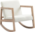 HOMCOM Fauteuil à Bascule Fauteuil Allaitement Rocking Chair en Tissu Effet Laine bouclée avec Pieds en Bois Massif d'hévéa