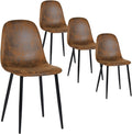 FurnitureR Lot de 4 chaises de Salle à Manger en suédine - Style scandinave Vintage - pour Cuisine, Salle à Manger (Marron)