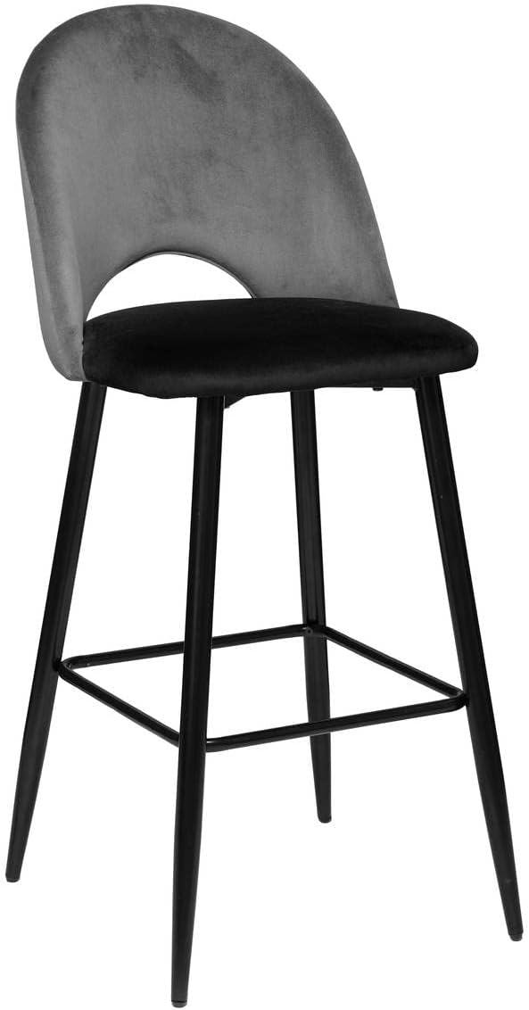 Atmosphera - Chaise de Bar Kara - Gris Ardoise - Velours
