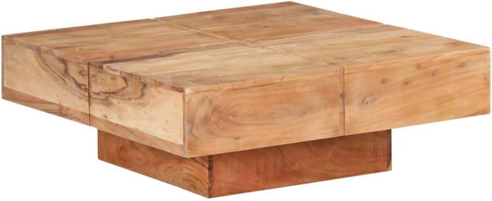 vidaXL Table Basse Table d'Appoint Table de Canapé Meuble de Salon Bout de Canapé Salle de Séjour Maison Intérieur 80x80x28 cm Bois d'Acacia Massif