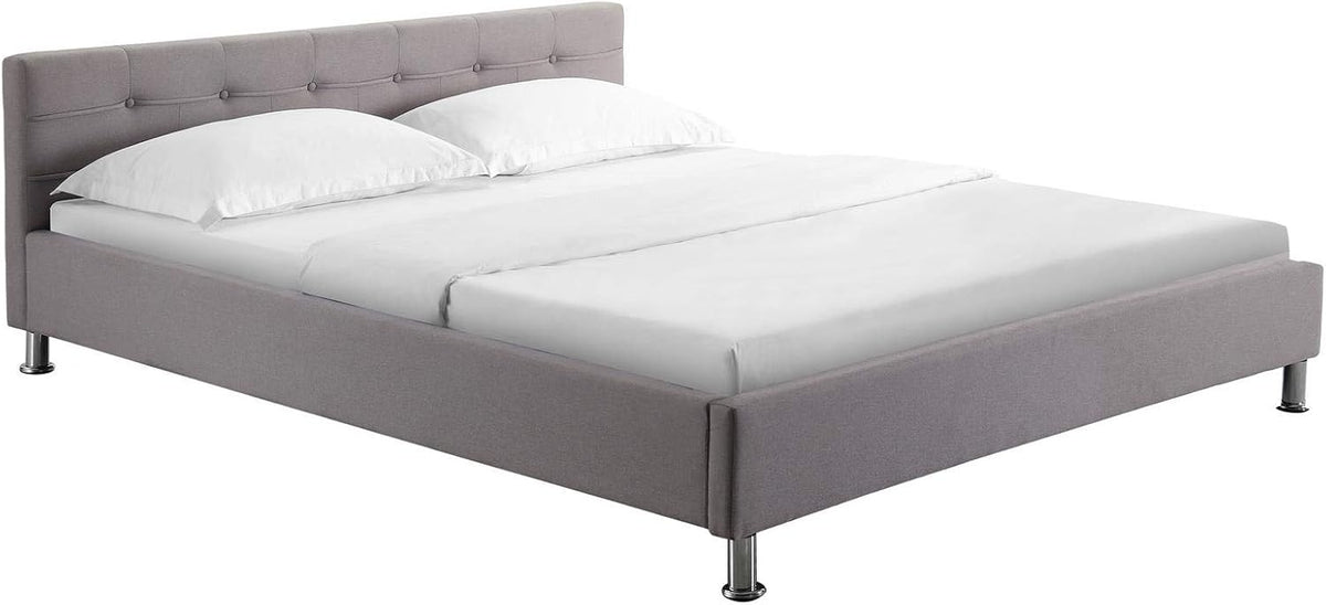 IDIMEX Lit Double pour Adulte Nizza Couchage Queen Size 160 x 200 cm 2 Places / 2 Personnes, avec sommier et Pieds en métal chromé