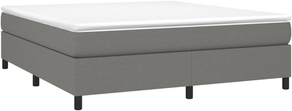 vidaXL Cadre de Lit à Ressorts, Lit Rembourré, Lit Double avec Sommier à Lattes, Lit Adulte de Chambre à Coucher, Moderne, Gris Foncé 160x200 cm Tissu