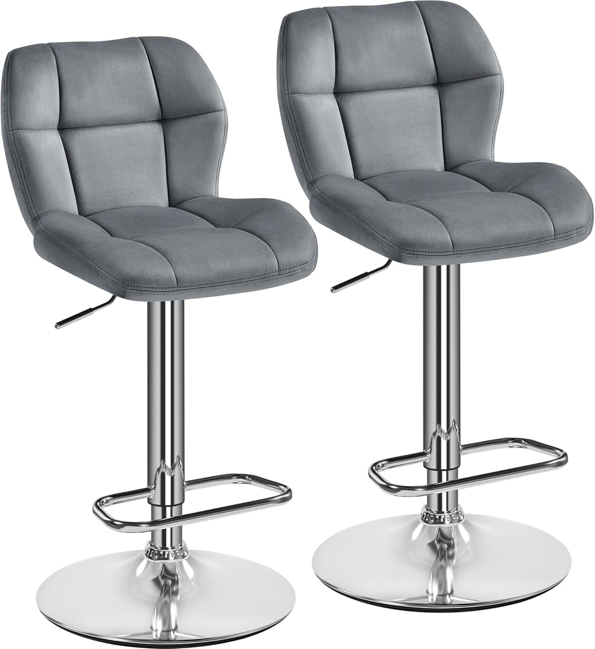 Yaheetech Lot de 2 Tabourets de Bar Réglables en Hauteur Modernes, Chaises de Bar en Velours, Tabouret Haut Pivotant à 360°