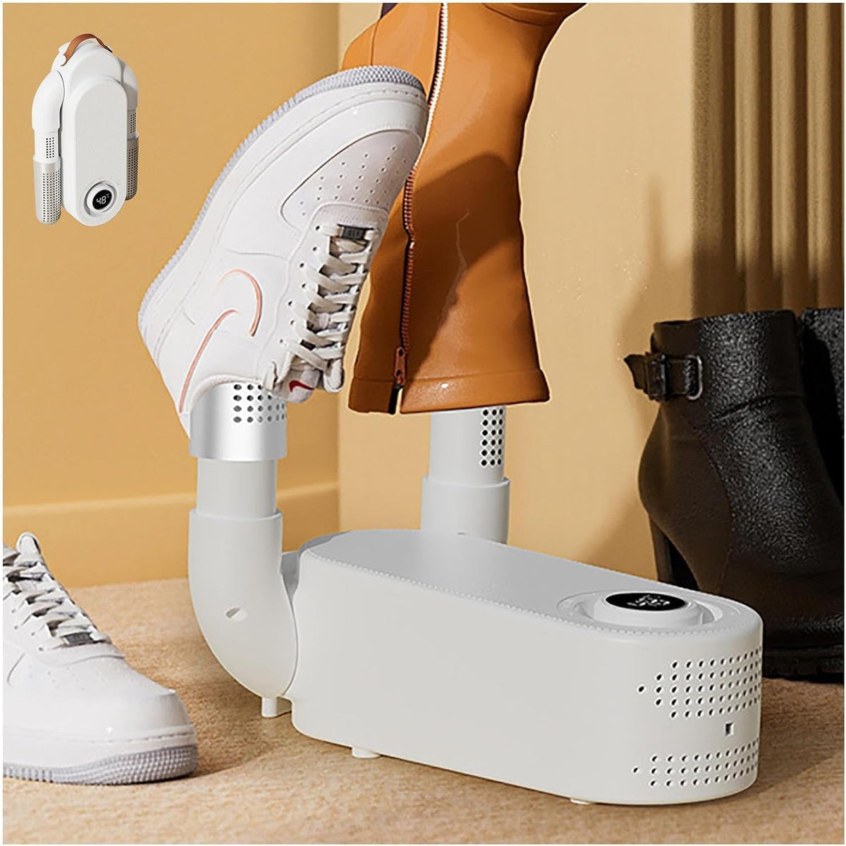 Sèche-chaussures électrique, sèche-chaussures pliable, sèche-bottes avec ventilateur chauffant, design pliable portable et minuterie