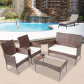 Ensemble Terrasse Exterieur Mobilier Salon de Jardin en Résine, 2 Fauteuils, 1 Canapé 2 Places et 1 Table Tressée pour Terrasse, Jardin, Balcon