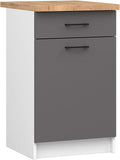 AKORD, Armoire de Cuisine avec Plan de Travail - Oliwia S50, Meuble Bas avec Porte, Tiroir et 2 Étagères, Armoire de Cuisine Basse de 50 cm de Large