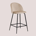 SKLUM Tabouret Haut en Velours Kana Design Noir ↑65 cm Brun Blé