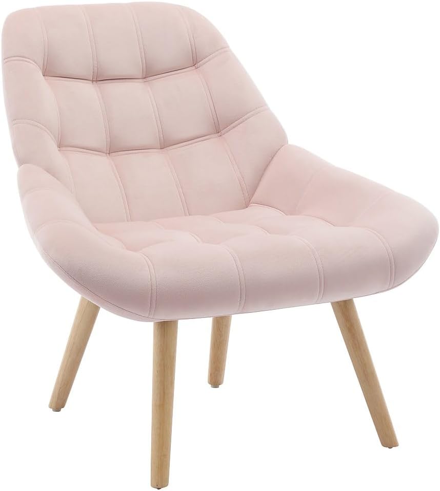 Vente-unique - Fauteuil en Velours Rose LUOSTO - Scandinave