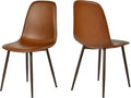 Meuble Cosy Chaises de Salle à Manger Lot de 2, Chaise de Cuisine Vintage Rembourrée en PU, Pieds en Métal, Jusqu'à 120 kg, Marron