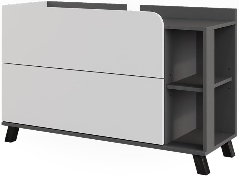 Vicco Meuble sous Vasque Karen, Anthracite/Blanc, 100x65cm avec 2 tiroirs