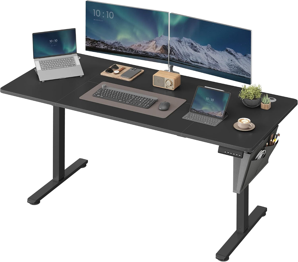 SONGMICS Bureau Électrique Réglable en Hauteur, 160 x 70 cm, Table Assis-Debout, Fonction Mémoire 4 Hauteurs, pour Bureau, Télétravail