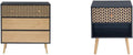 BAÏTA - Commode Capucine Noir et Effet chêne 78cm & Table de Chevet Capucine Noir et Effet chêne 40cm
