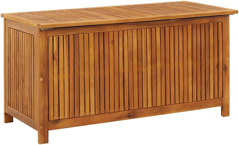 vidaXL Bois d'Acacia Solide Boîte de Rangement de Jardin Coffre de Rangement d'Extérieur Banc de Stockage Boîte d'Oreillers Coussins 113x50x58 cm