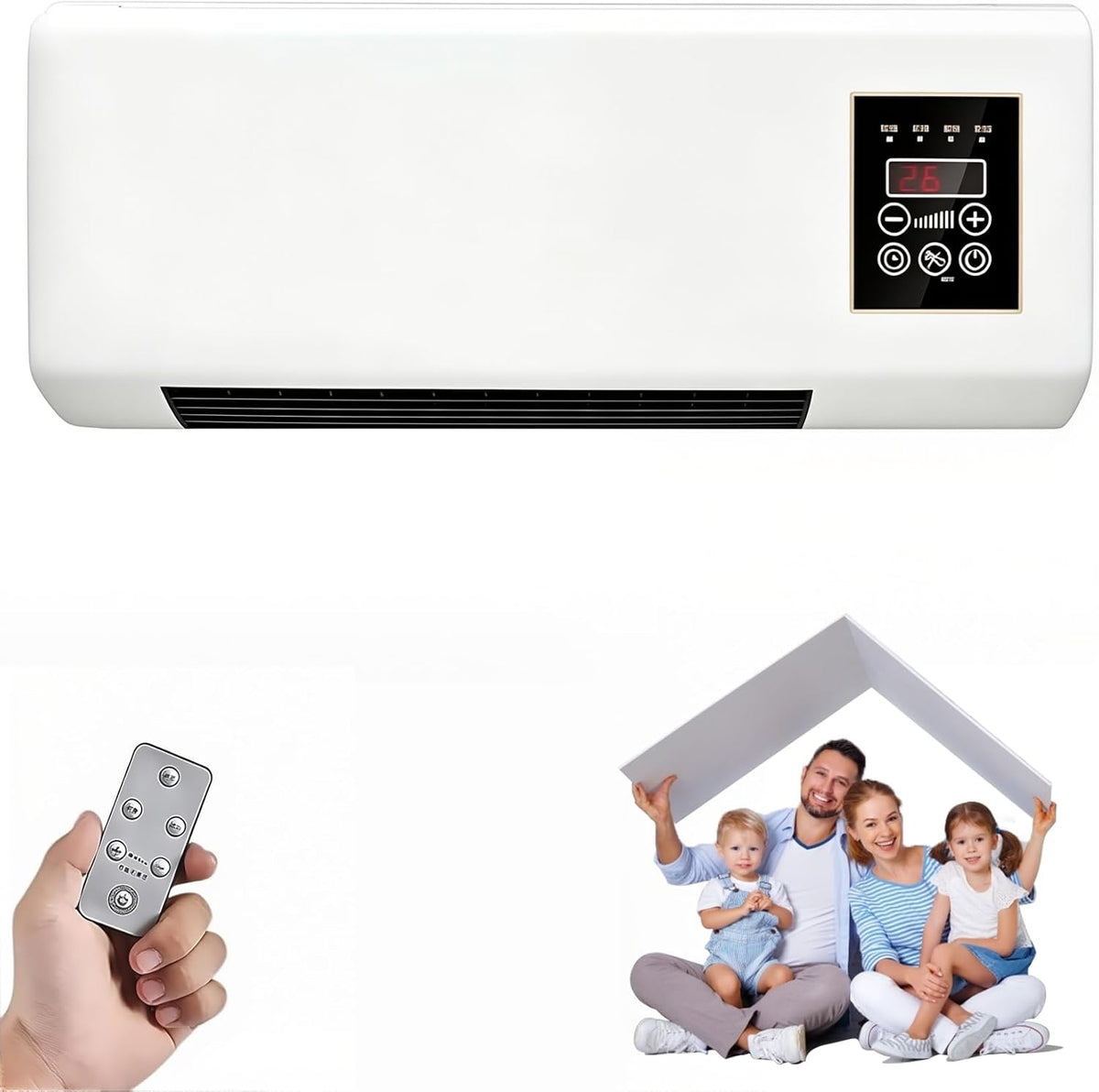 Unité de ventilateur mural portable, ventilateur de chaleur froide rapide avec télécommande, fonctionnement silencieux pour le bureau de chambre