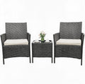 Ensemble bistrot de Jardin 3 pièces - Mobilier supplémentaireérieur Moderne et Robuste - 2 fauteuils avec Coussins Doux + Table Basse en Verre