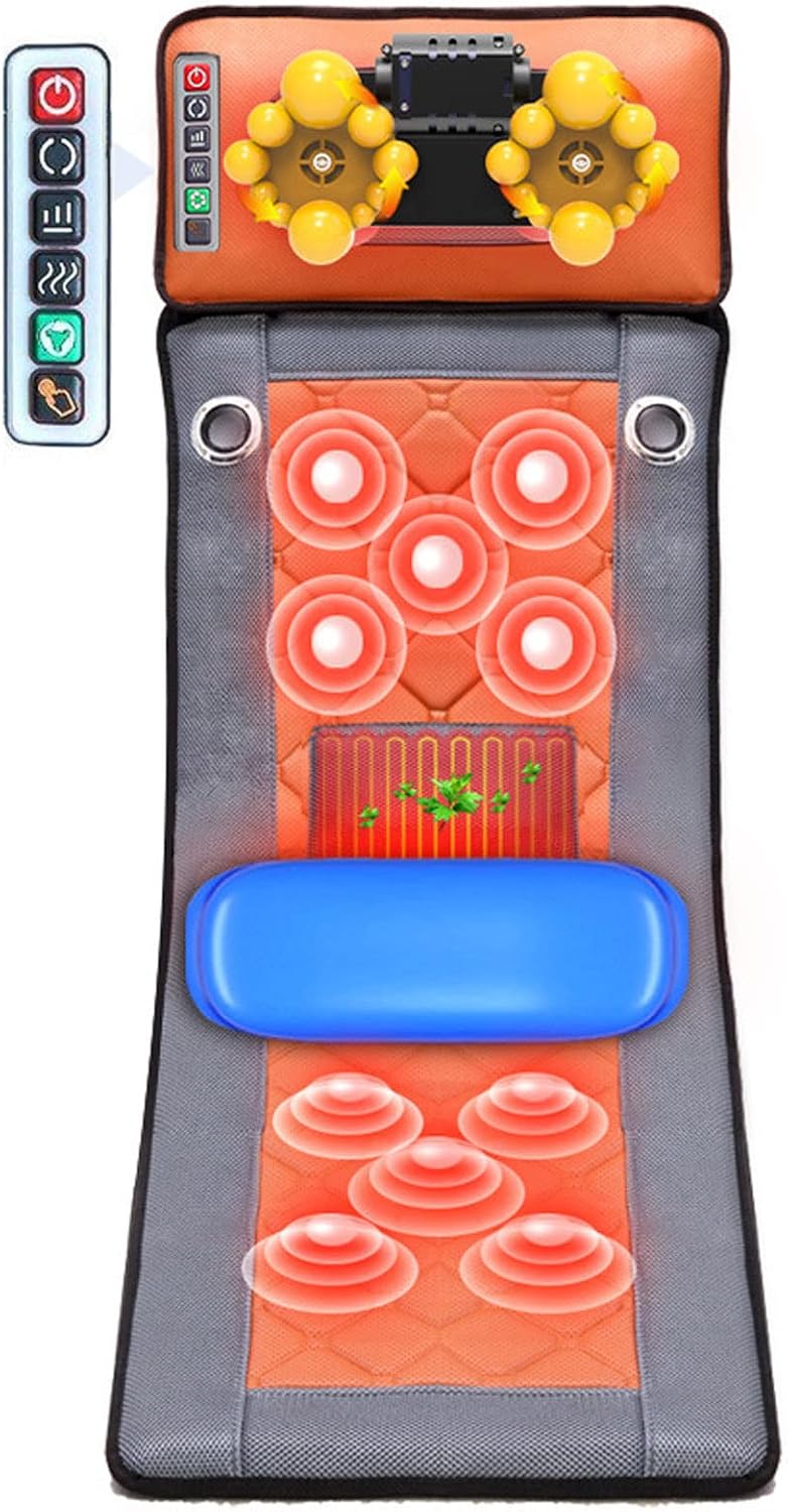 Tapis De Massage Chauffant, Coussin De Matelas Massant Electrique avec 10 Moteurs Vibrants, 9Modes Et 9 Intensités