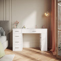 SIRHONA Coiffeuse sans Miroir, Table de Maquillage avec 5 Tiroirs Rangement, Table de Maquillage avec 6 Cloison, Blanc Bureau Coiffeuse, 120x40x77cm