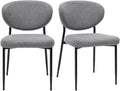 Miliboo Chaises en Tissu Effet Velours texturé Gris et métal Noir (Lot de 2) BREKA
