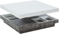 Vente-unique - Table Basse - Plateau pivotant - MDF laqué Blanc et béton - Fausto II