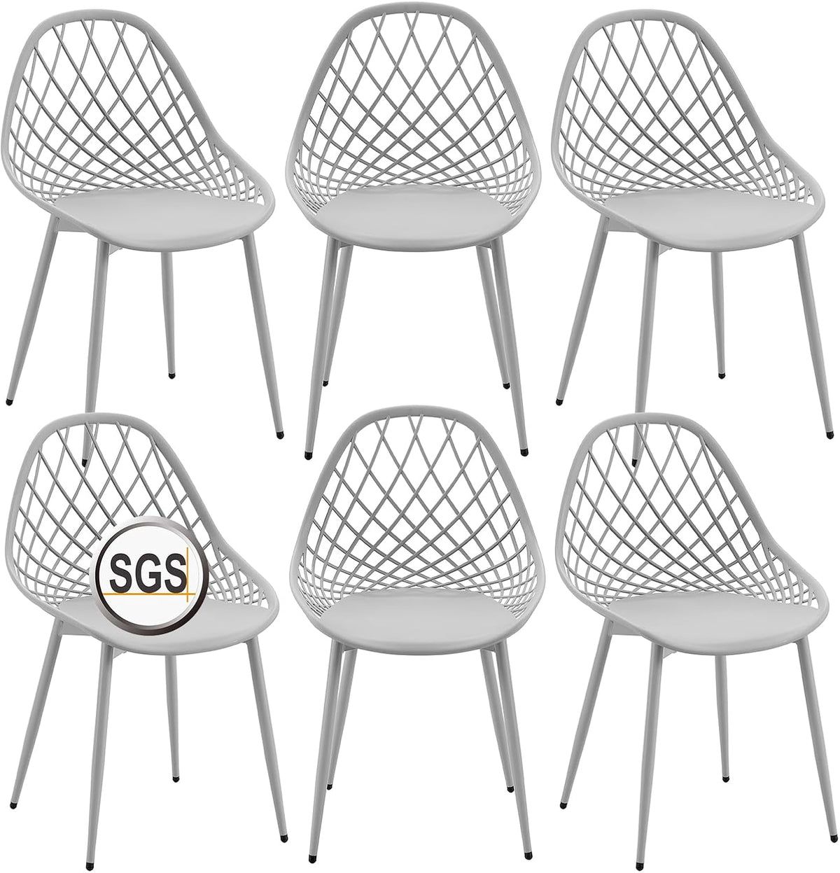 Lot de 6 chaises de Jardin, de terrasse, avec Pieds en métal, Repose-Pieds réglables, pour l'extérieur, la Plage, Le Balcon, la Salle à Manger