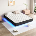 DEWINNER Lit 140 x 200 2 Personnes avec Sommier Métal, Cadre de Lit 140x200 avec Éclairage LED, 20 CM de Rangement pour Chambre, Structure Solide