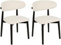 Paris Prix Atmosphera Créateur d'intérieur - Lot de 2 Chaises en Tissu Bouclette Sari 78cm Blanc & Noir