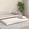 Lit en bois massif blanc 90 x 200 cm Cadre en pin avec roulettes et sommier à lattes, simple peu encombrant pour chambre à coucher, chambre d'amis