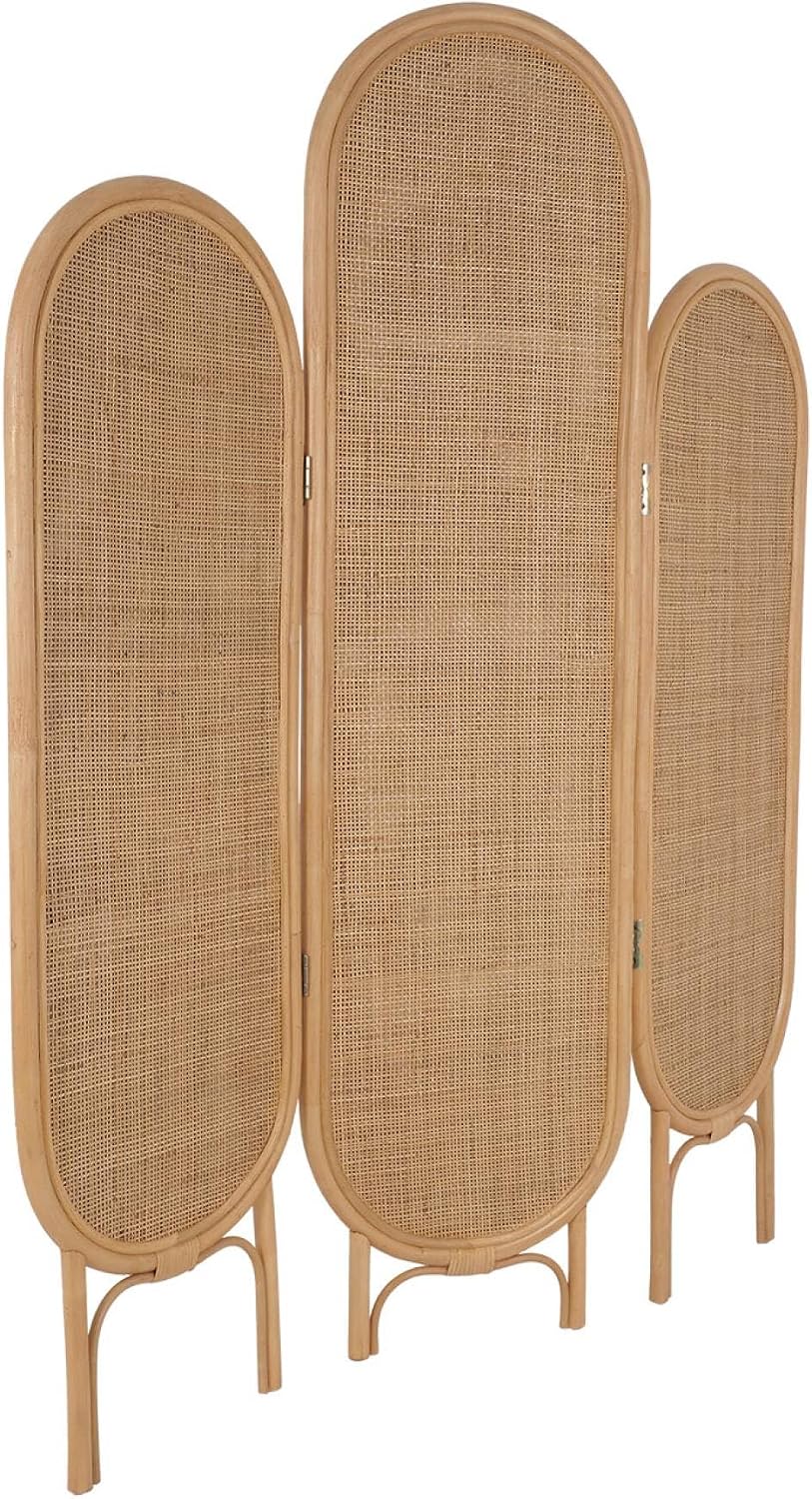 sweeek - Paravent Pliable intérieur en rotin et cannage. Bois Naturel. Vintage