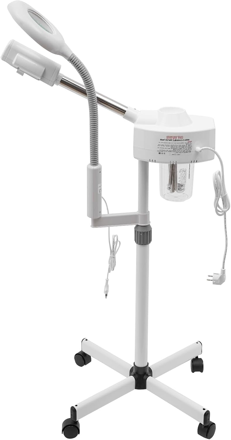 Appareil de bain de vapeur facial 2 en 1 avec technologie nanospray et 5 feux de grossissement, idéal pour les soins de la peau