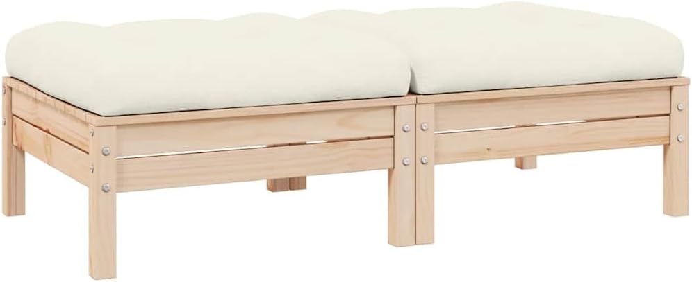 Canapé de jardin 2 places avec coussins en bois massif de pin crème, meuble de salon pour extérieur, facile d'entretien, résistant aux intempéries