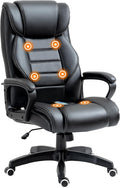 Vinsetto Fauteuil de Bureau massant Fauteuil Bureau Ergonomique Grand Confort Hauteur réglable Fonction Dossier à Bascule revêtement synthétique Noir