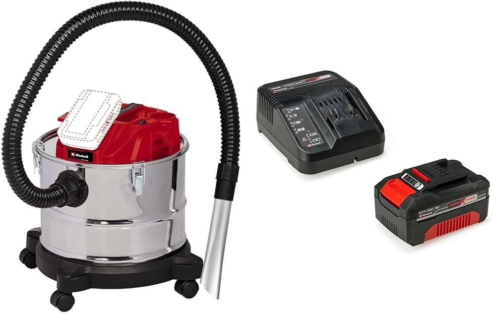 Einhell Aspirateur à cendres sans fil TE-AV 18/15 Li C-Solo PXC (Li-Ion, 18 V, puissance d'aspiration de 100 mbar, cuve de 15 L