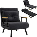 HOMCOM Fauteuil Convertible 1 Place, Fauteuil-lit chauffeuse 3 en 1 avec Dossier réglable 5 Positions, Oreiller, siège rembourré