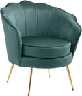 CLP Fauteuil Rosita I Chaise rembourrée recouverte de Velours I Structure en métal doré, Couleur:Vert