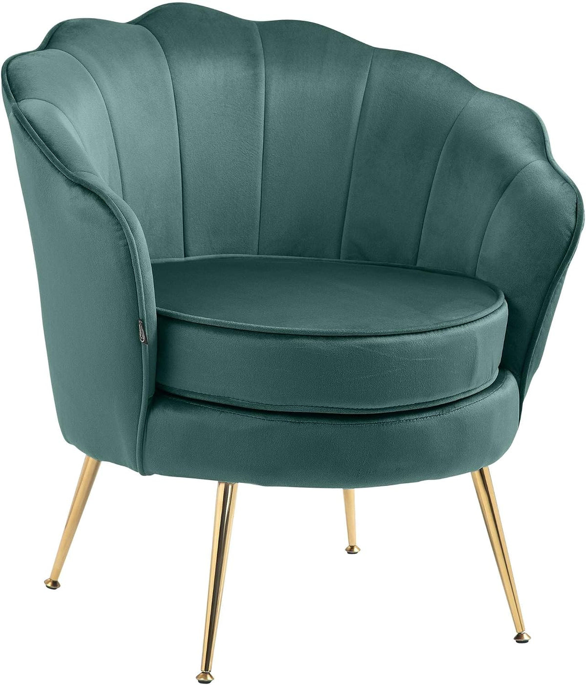 CLP Fauteuil Rosita I Chaise rembourrée recouverte de Velours I Structure en métal doré, Couleur:Vert