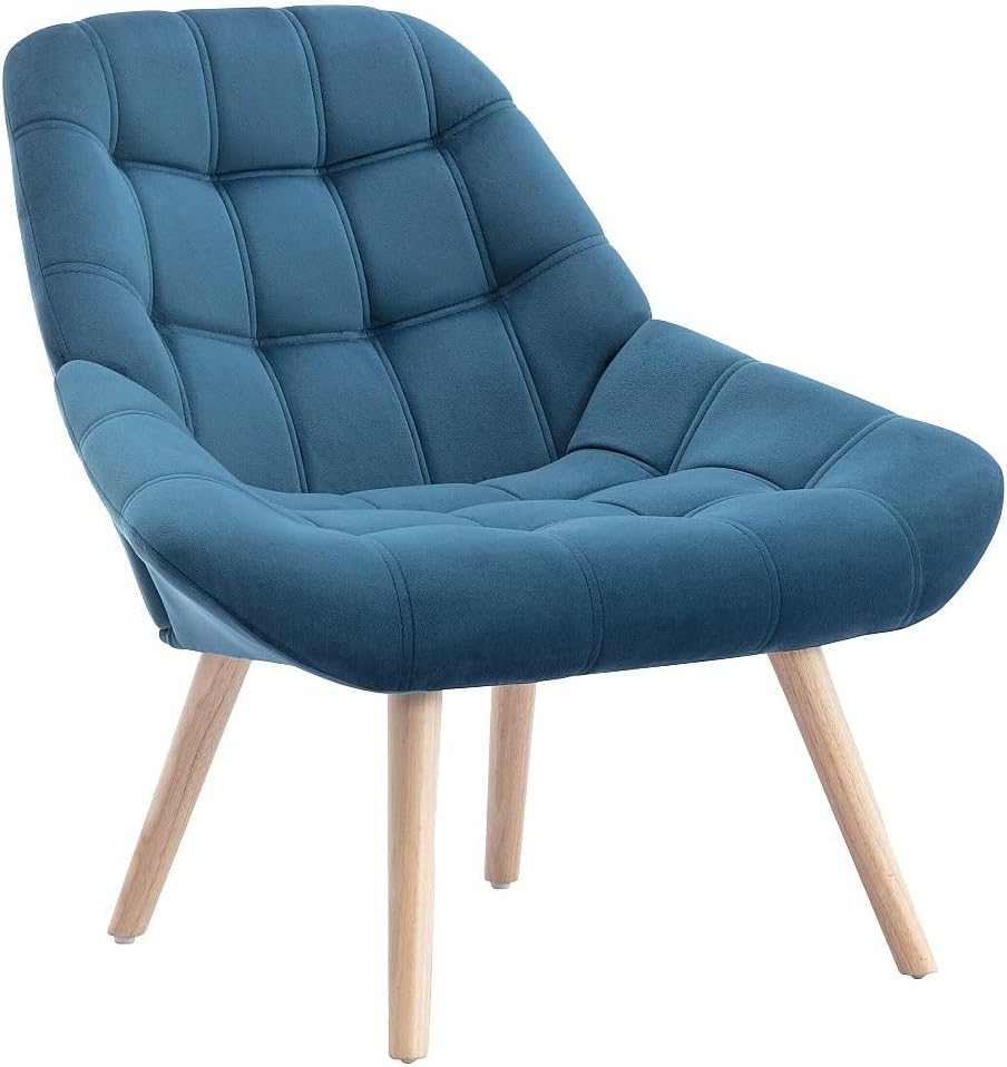 Vente-unique - Fauteuil en Velours Bleu Canard LUOSTO - Scandinave