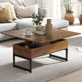 Table Basse Relevable, Tables Basse Extensible Multifonctionnelle 4 en 1 pour Salon, avec 3 Cases de Rangement Cachées