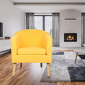 DDMINE Fauteuil Crapaud en Tissu de Lin, Fauteuil de Salon Moderne avec Accoudoirs et Dossier Plein, Pieds en Bois de Hêtre Solide