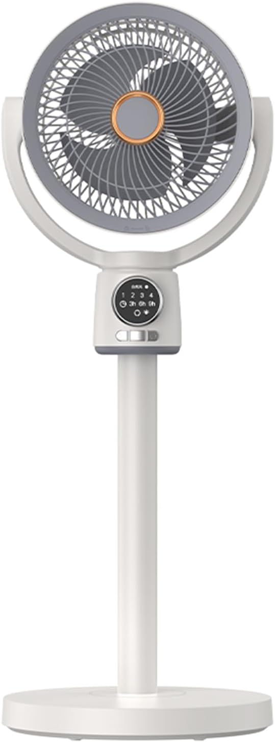 Hanzete Ventilateur de sol à circulation d'air avec veilleuse Ventilateur de bureau avec tige amovible 5 vitesses de vent réglables Minuteur 3H/6H/9H
