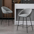 chairus Lot de 2 Tabouret de Bar en Tissu Tabourets Bar Confortable avec 4 Pieds, Chaises de Bar Moderne Chaise Haute Cuisine pour Bar/Comptoir(Gris)