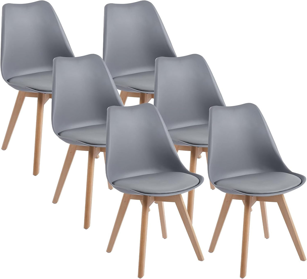 DEWINNER Chaises de Salle à Manger, Chaise Cuisine, Chaise Scandinave Lot de 6, Chaise de Bureau, Gris - Idéal pour Salle à Manger, Cuisine, Salon