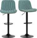 HOMCOM Bar Stools Set of 2, Height Adjustable Swivel Barstools with Backrest and Footrest, Modern Linen Upholstered Armless Bar Chairs for Kitchen