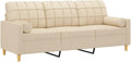 vidaXL Canapé 3 places avec oreillers décoratifs crème 180 cm tissu