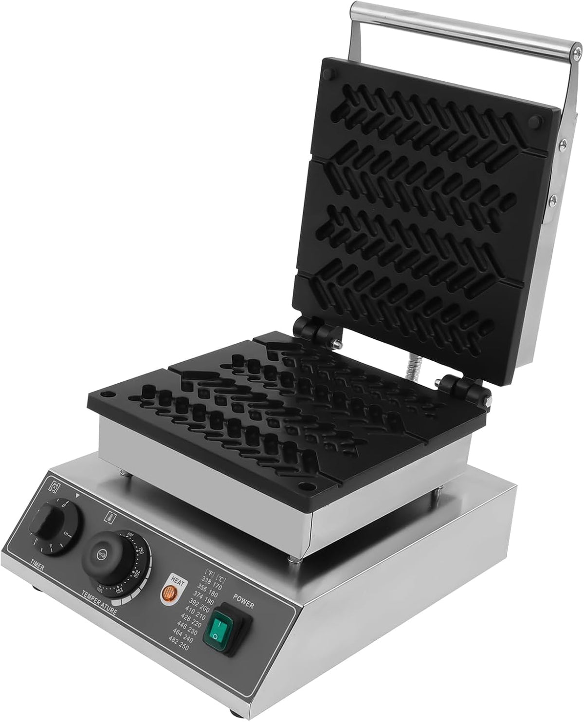 Gaufrier électrique 220 V, anti-adhésif, pour 4 gaufres à épi de blé, en acier inoxydable, 1,7 kW, avec minuterie et réglage de la température